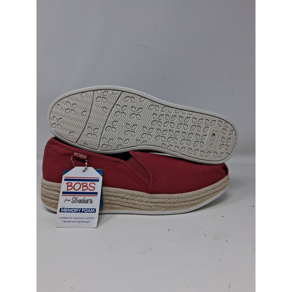 Skechers BOBS Highlights 2.0 Homestretch Red Espadrille Slip On Flats 114070